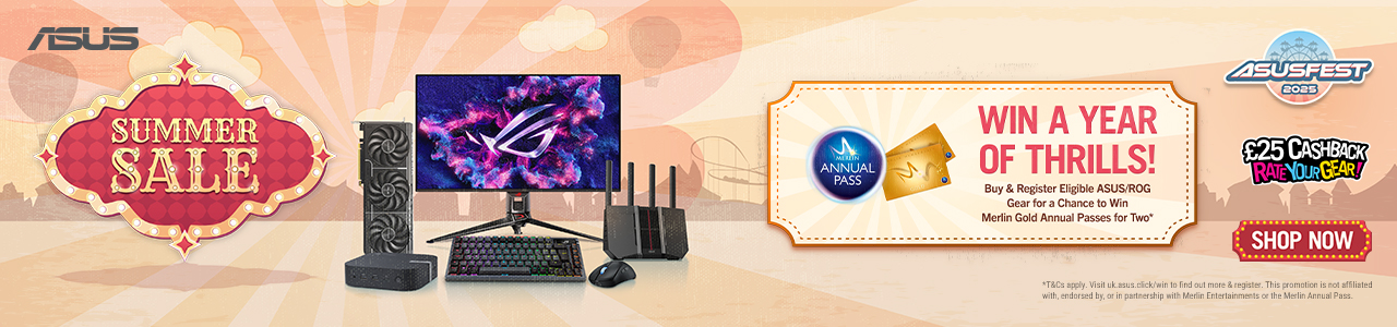 Register your product with ASUS for a chance to win Merlin Gold Annual Passes for Two